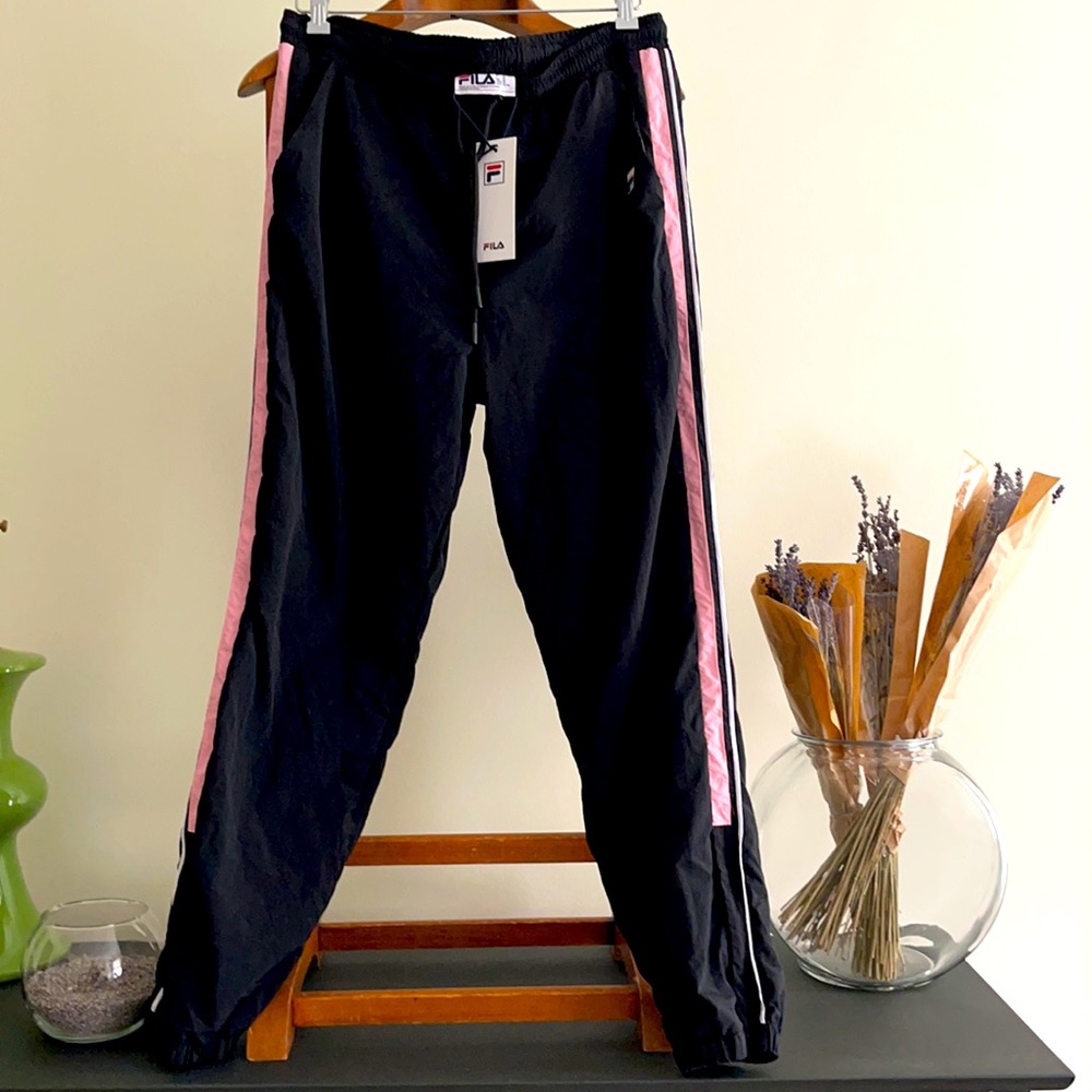 FILA Marielle Black & Pink Track Pants